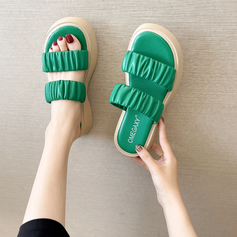 

Женские шлепанцы на средней платформе, повседневные Мягкие Шлепанцы в римском стиле, на резиновой подошве, для отдыха, лето 2022