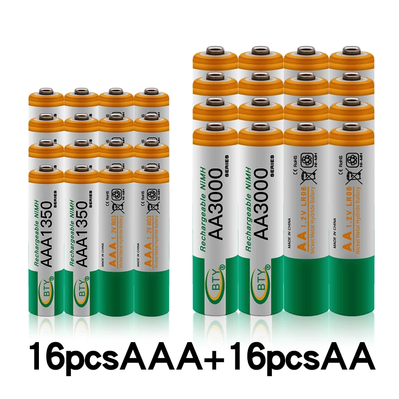 

100% аккумуляторная батарея neue 1,2 В AA 3000 мАч Ni-MH Akkus + AAA 1350 мАч перезаряжаемая батарея Ni-MH 1,2 В AAA