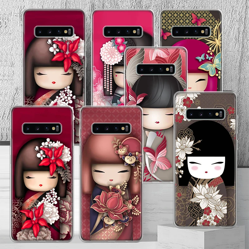 Kokeshi Кукла кимоно девушка чехол для телефона Samsung Galaxy S22 Ultra S21 Plus S20 FE S10 Lite S10E S9 S8 + S7
