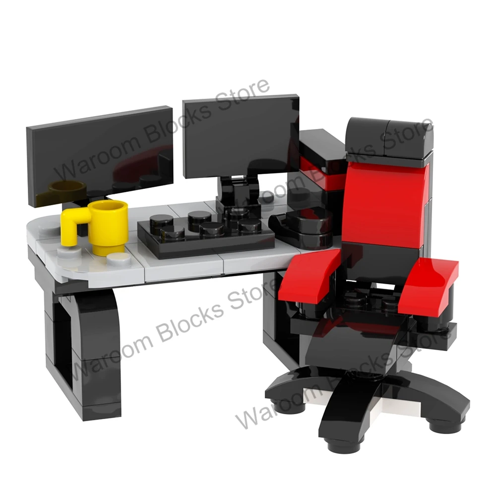 MOC City Bricks Компьютерные столы Мебель Игровой офис Совместимые фигурки Строительные блоки Креативные игрушки для детей Подарок для взрослых (art.: 3920cd3e94580) - 3920cd3e94580