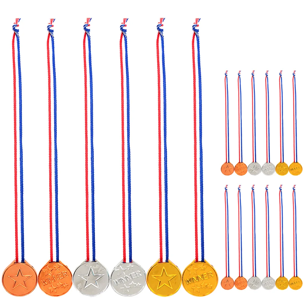 

Medals Kids Awards Soccer Adults Party Prizes Gold Award Plastic Medal Lanyard 12Pack Trophy Metals Football Sports Competition
