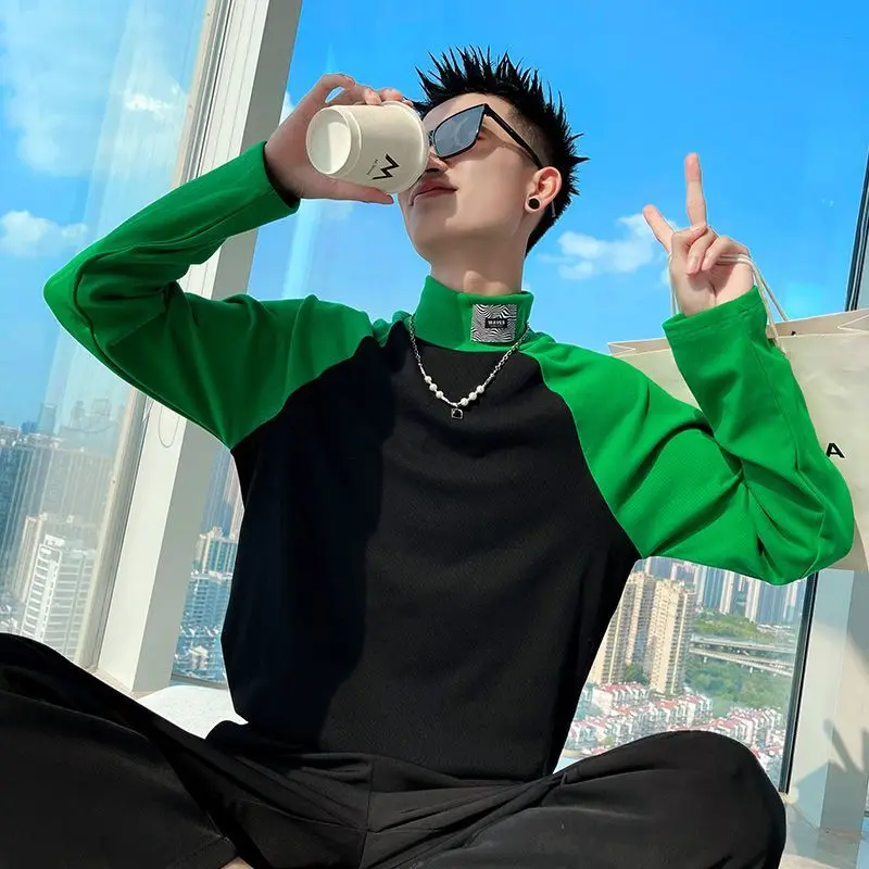 

Новинка Весна 2023, легкая Роскошная Модная Удобная Повседневная футболка с длинным рукавом, мужская рубашка, Изысканная одежда, простой стил...