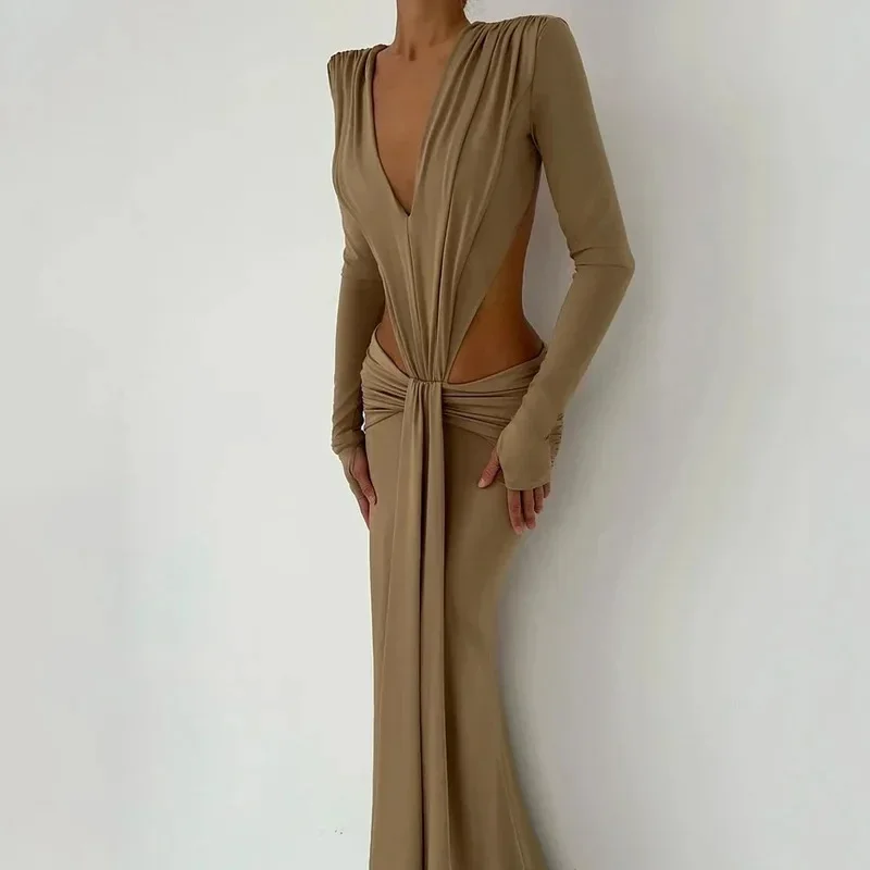 Осень 2024 новый модный полый дизайн сексуальное платье Amazon с открытой спиной