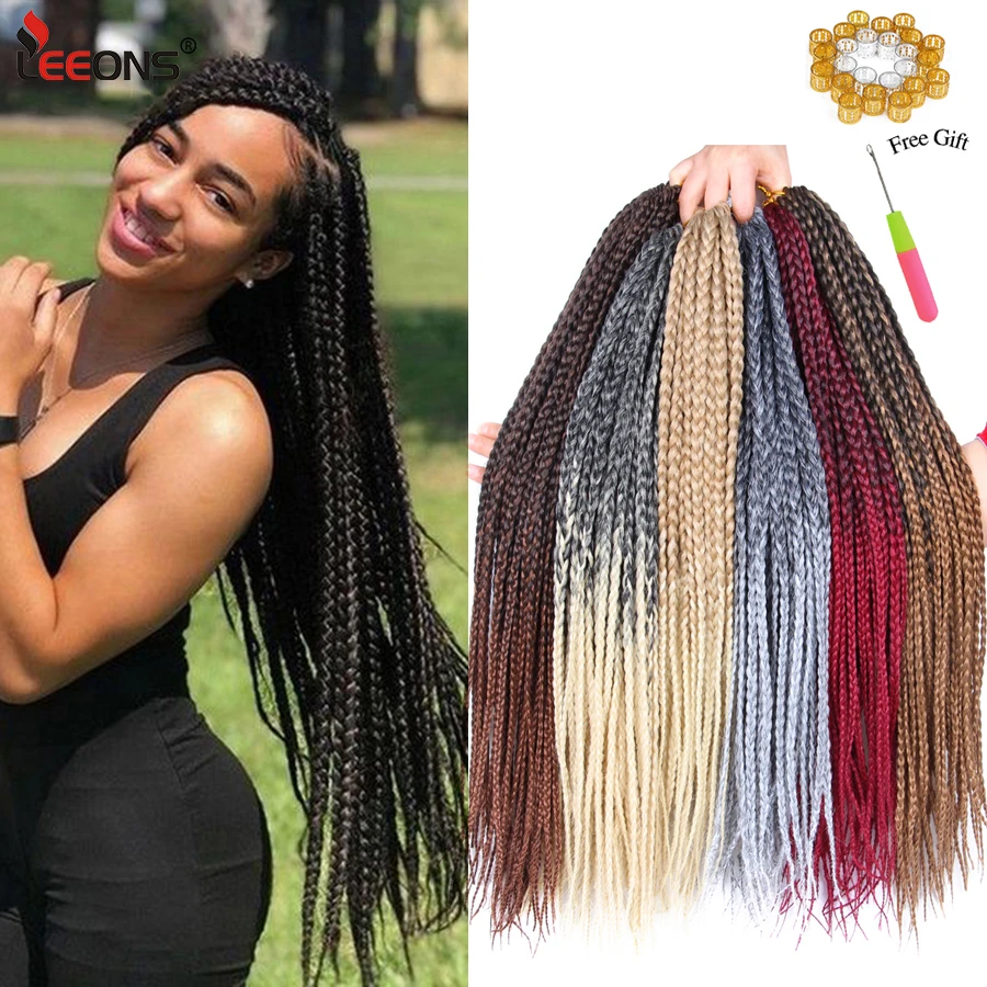 12 16 20 24 30inch Synthetic Crochet Hair High Quality Braiding Hair Extension Box Braids Hair Crochet Braids Ombre Brown Blonde