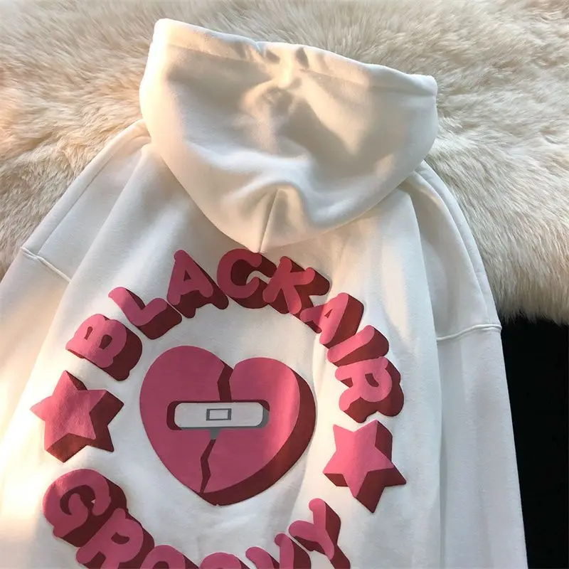 

Милые толстовки в американском стиле с надписью и аниме, Высококачественная хлопковая зимняя Толстовка Оверсайз для мужчин и женщин, Повседневная зимняя одежда в стиле хип-хоп