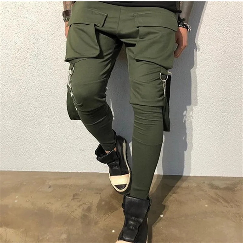 Pants Men Casual Joggers Multi-pocket 