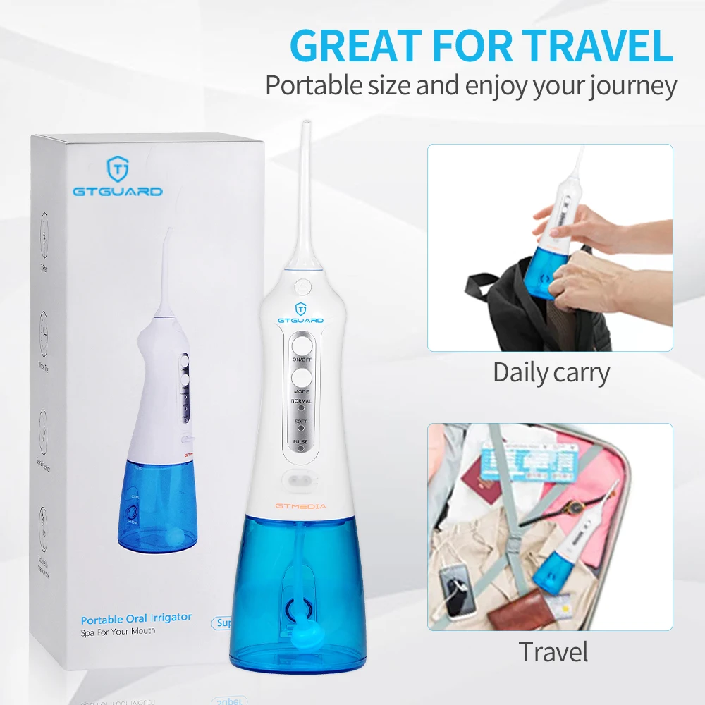 

GTMEDIA Electric Oral Teeth Irrigator Dental Flushing Device 300ml Portable Dental Floss Washing Cleaner Removal Teeth Whitening