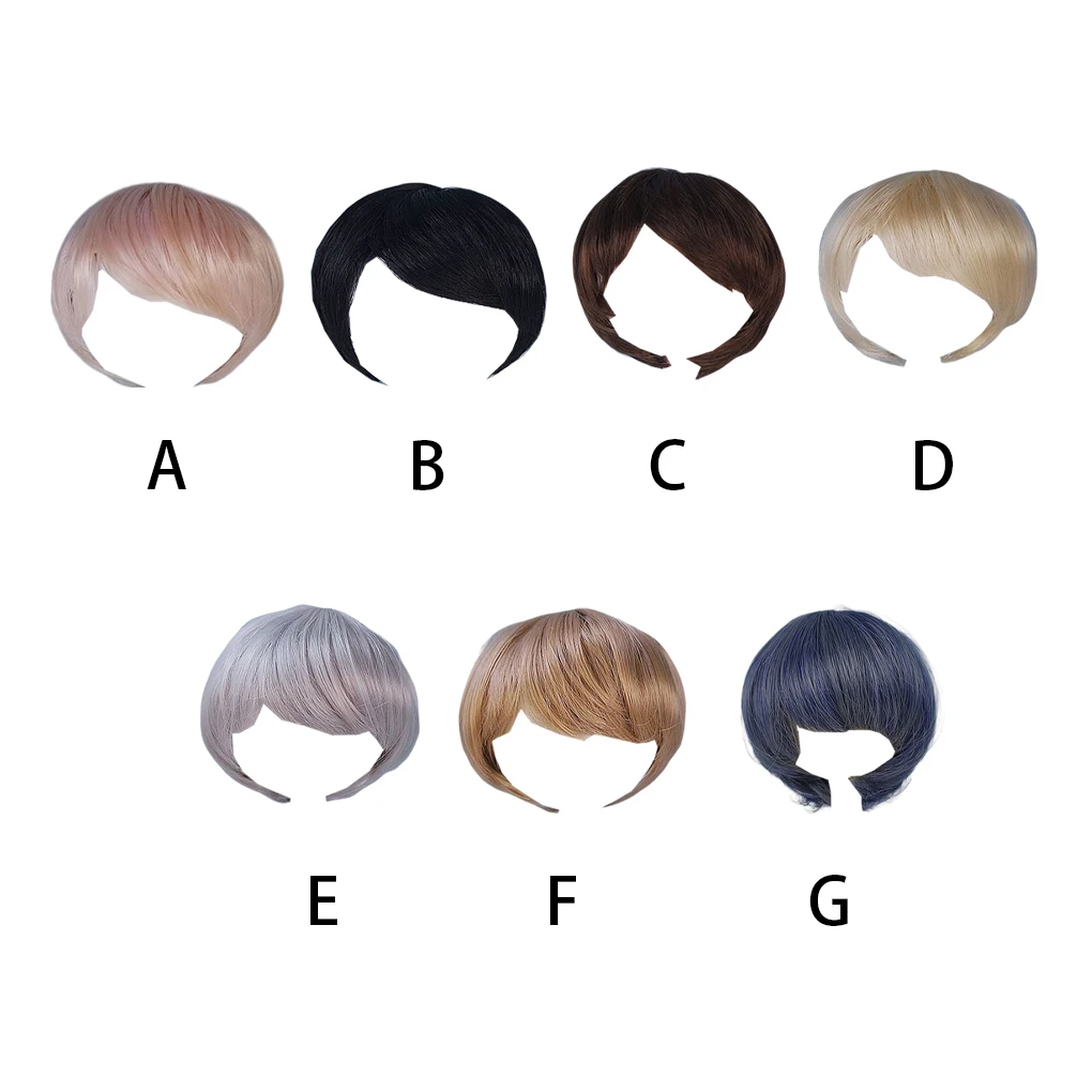 

High Temperature Fiber Doll Wig Portable Detachable DIY Replacement Short Hair Solid Color Hairpiece Accessories Black