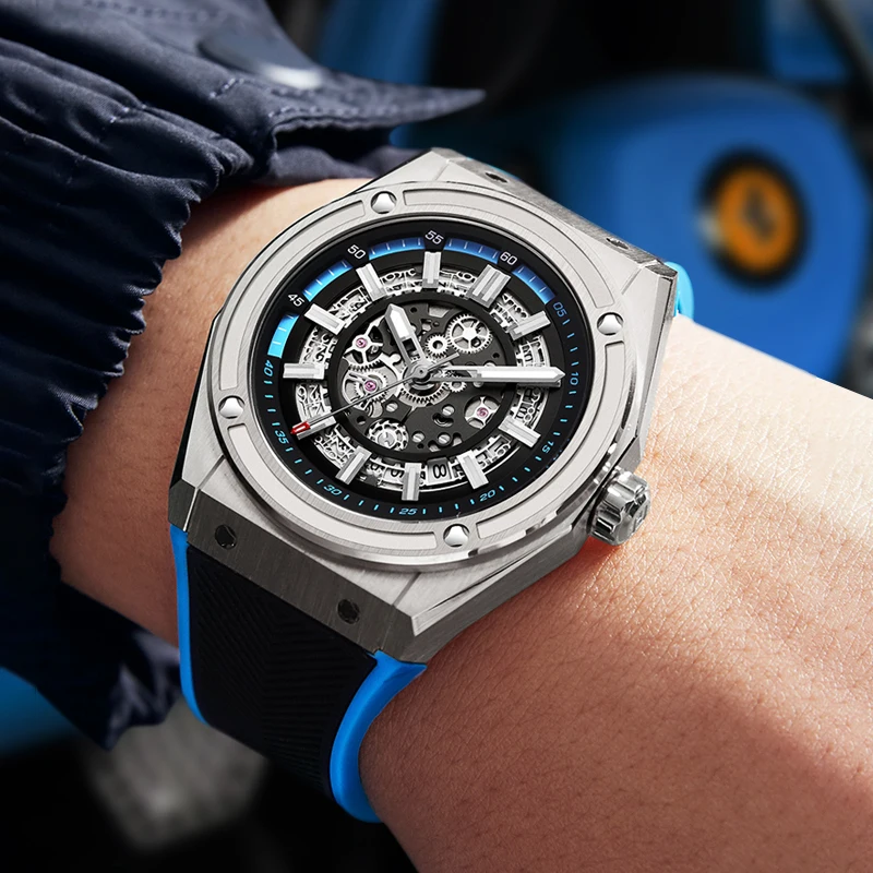 Мужские автоматические часы HANBORO 42 мм роскошные механические наручные