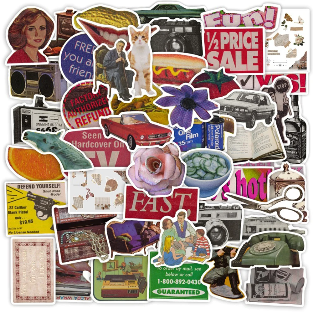 

10/30/50 PCS American Retro Art Graffiti Stickers For Laptop Skateboard Guitar Bottle Motorcycle Classic Cartoon Decals Sticker