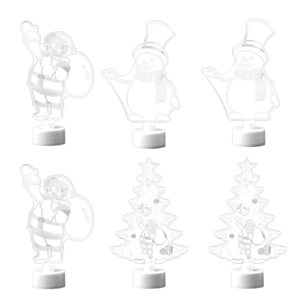 

6 шт. светодиодные лампы, меняющие цвет, акриловые портативные ночные светильники, Рождественская лампа для дома