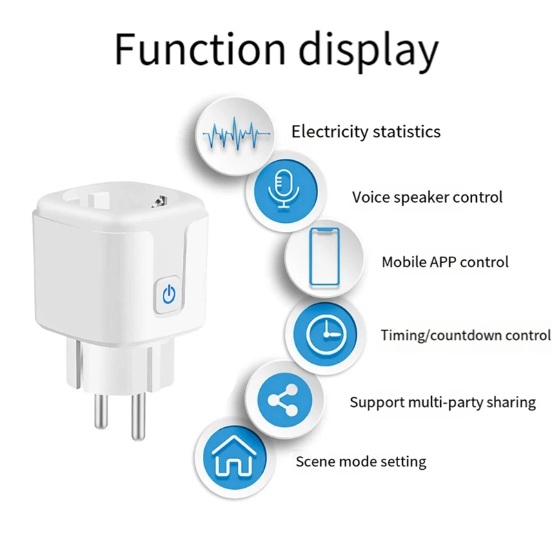 Tuya Smart Wifi Plug EU 20A Умная розетка с мониторингом мощности Энергосберегающий пульт