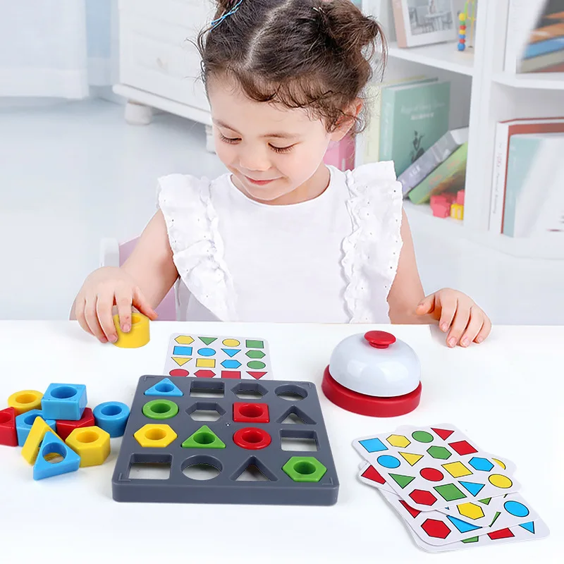 

2022 New Children's Geometric Shape Matching Tabletop Game Early Education Puzzle Parent-Child Interactive Battle Cognitive Toys