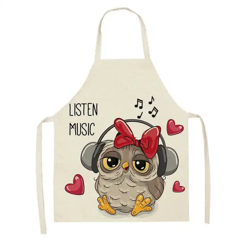 

Cartoon Owl Adults Kids Apron BBQ Bib Aprons for Women Cooking Baking Restaurant Kitchen Apron Cartoon Home Cleaning Tools