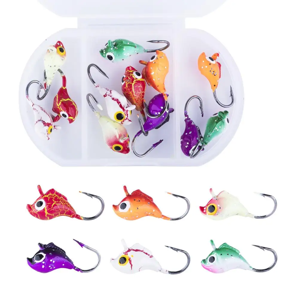 

Goture 12Pcs/lot Winter Fishing Jigs Set,1.3g 1.9g Dolphin Shaped Ice Fishing Lure Kit,Ice Jig for Perch Pike