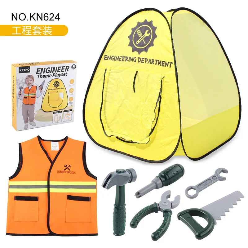 

Funny Construction Worker Costume Kit Engineering Maintenance Tent Children Role Play Toy Career Costumes Heavy Worker Cosplay