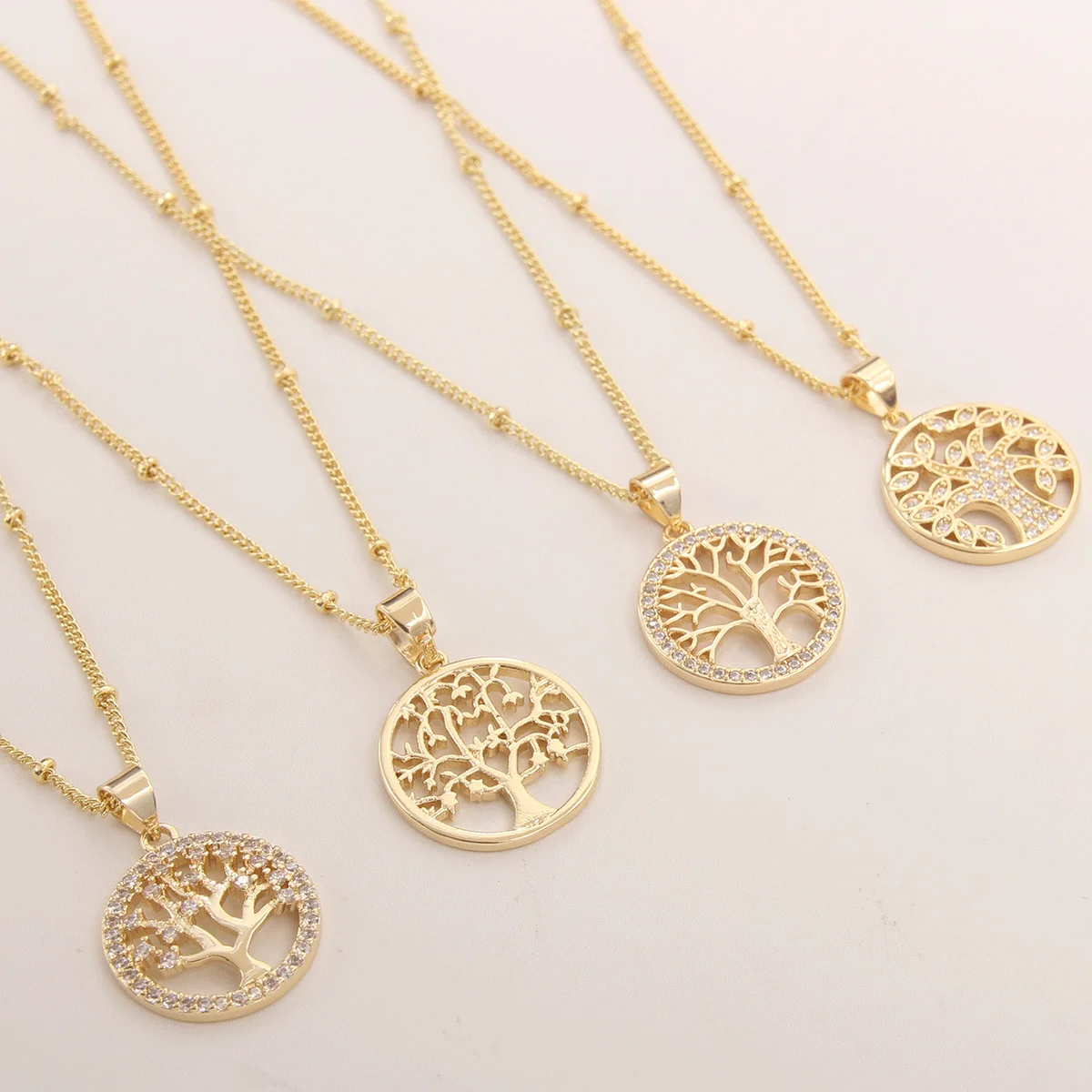

SUNSLL Women Life Of Tree Necklace Hollow Gold Color CZ Zircon Pendant Necklaces Charm Choker Personalized Accessories 1PC