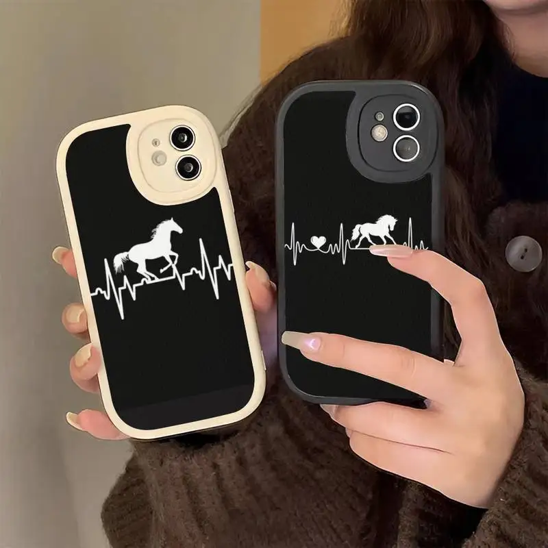 

Horse Heartbeat Phone Case Hard Leather Phone Case for iPhone 13 12 Mini 11 14 Pro Max Xs X Xr 7 8 Plus 6 6s Se 2022 silicone