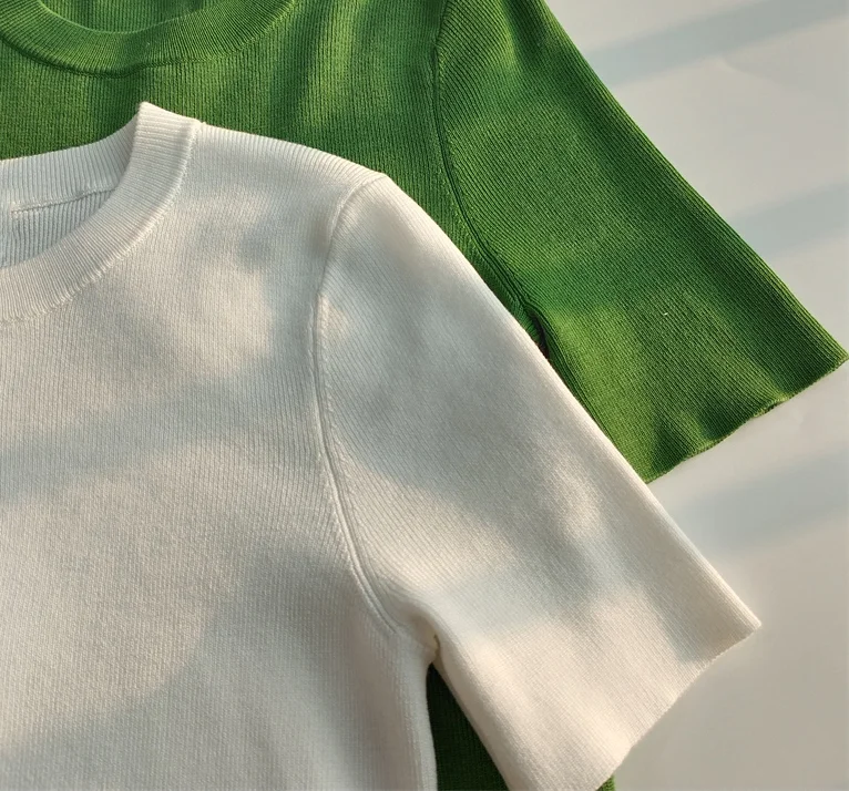 

138819 139444Fashion Classic Luxury Designer cloth Spring and Summer Simplified Letter Embroidery Knitting T-shirt