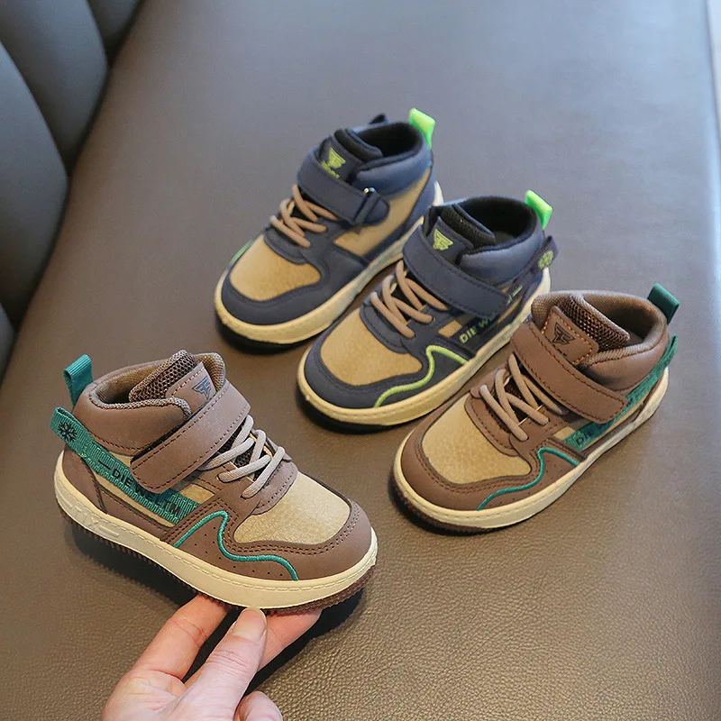 

Children Sport Shoes 2023 Spring Autumn New Casual Shoes for Boys Girls High Top Kids Board Shoes Soft Soled Baby Shoes Sneakers