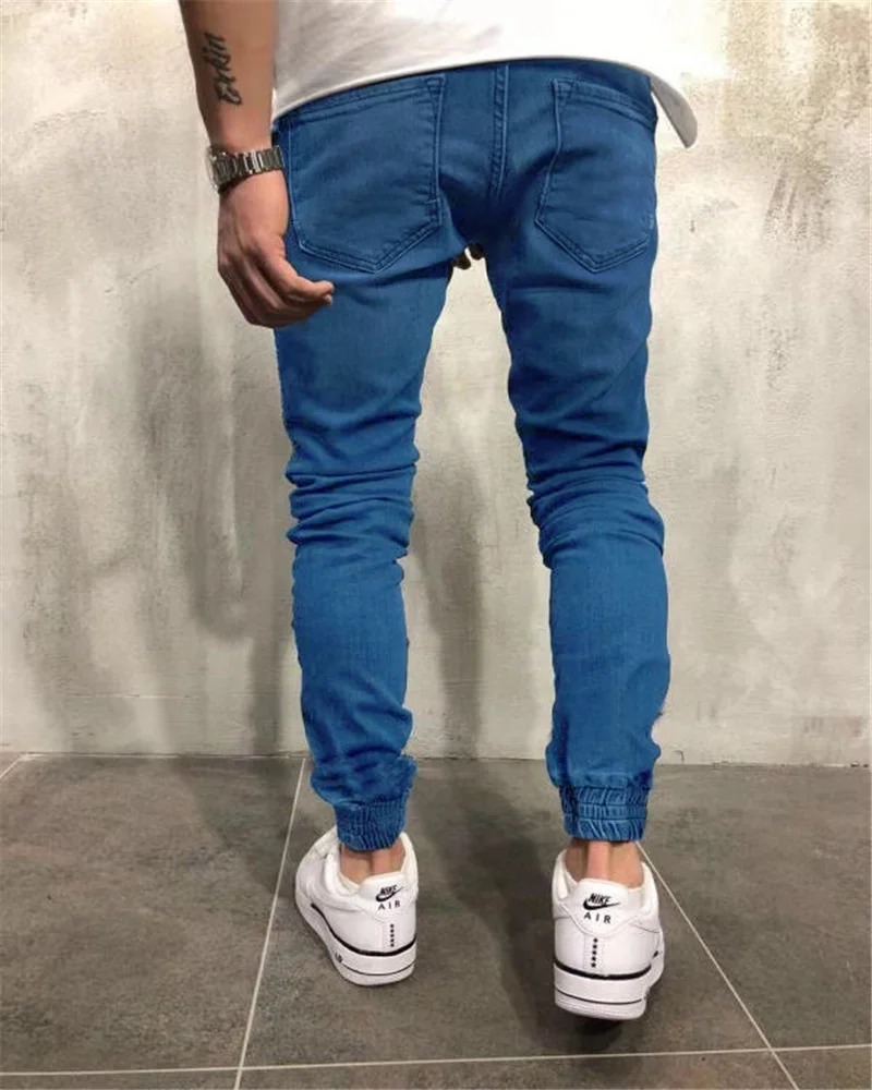 Denim trousers 2022 new spring, summer and autumn men's jeans personality reflective hip-hop fashion high street trousers loose