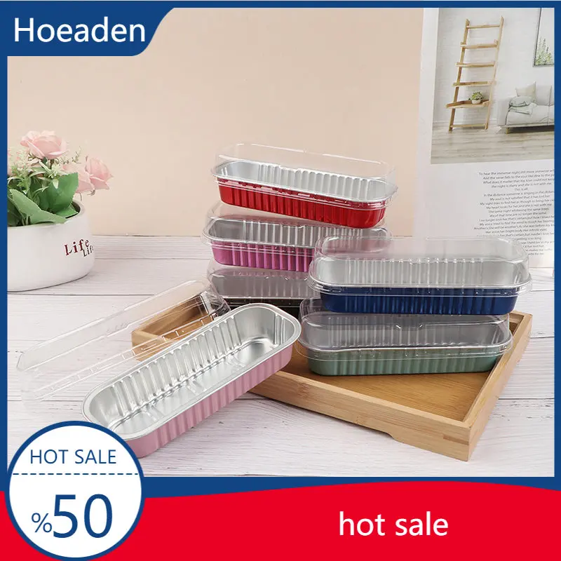 

10pcs Aluminum Foil Baking Cake Box Cupcake Baking Pan Pudding Box With Lid