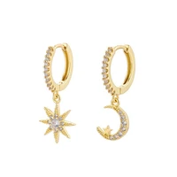 2022 fashion korean style moon asymmetry full zircon temperament simple vintage jewelry god earrings for women girl party gift