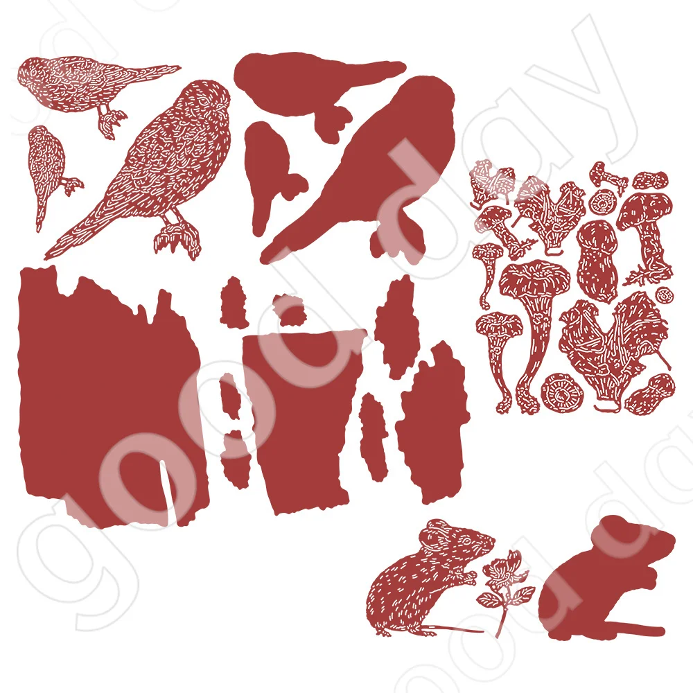

2022 New Mouse Bird Mushroom Metal Cutting Dies Scrapbook Diary Decoration Embossing Template Diy Greeting Card Handmade