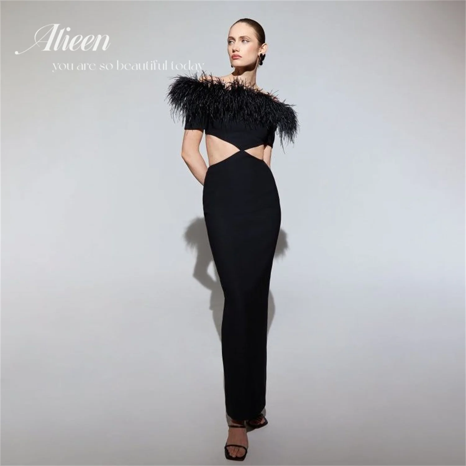 

Custom Made Very Elegant Evening Dresses for a Wedding Party Dress Feather Long Soft Dresses for Day and Night Party Design Robe