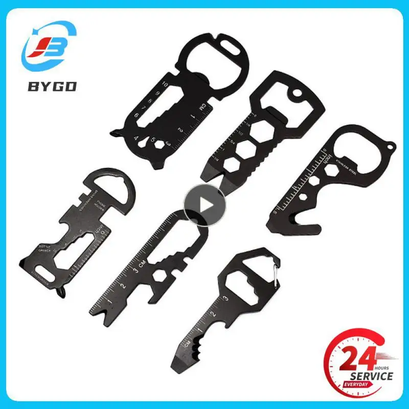 

Pocket Tool Bottle Opener Hexagonal Pendant Universal Key Chain With Bottle Opener Steel Key-shaped Multifunctional Portable