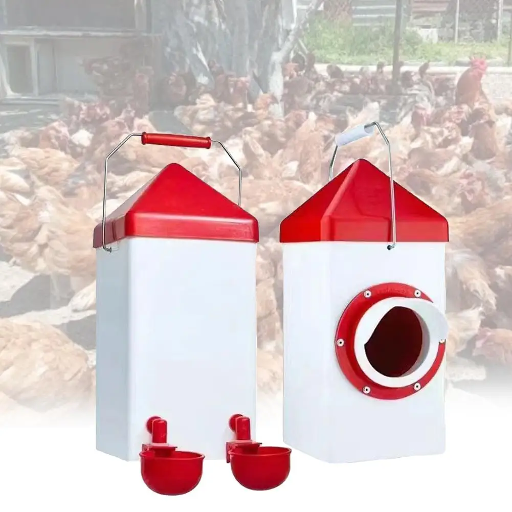

New Automatic Poultry Feeder Buckets Drinking Fountain Weatherproof Large Capacity Gravity Feed Kit For Chicken Duck Goose