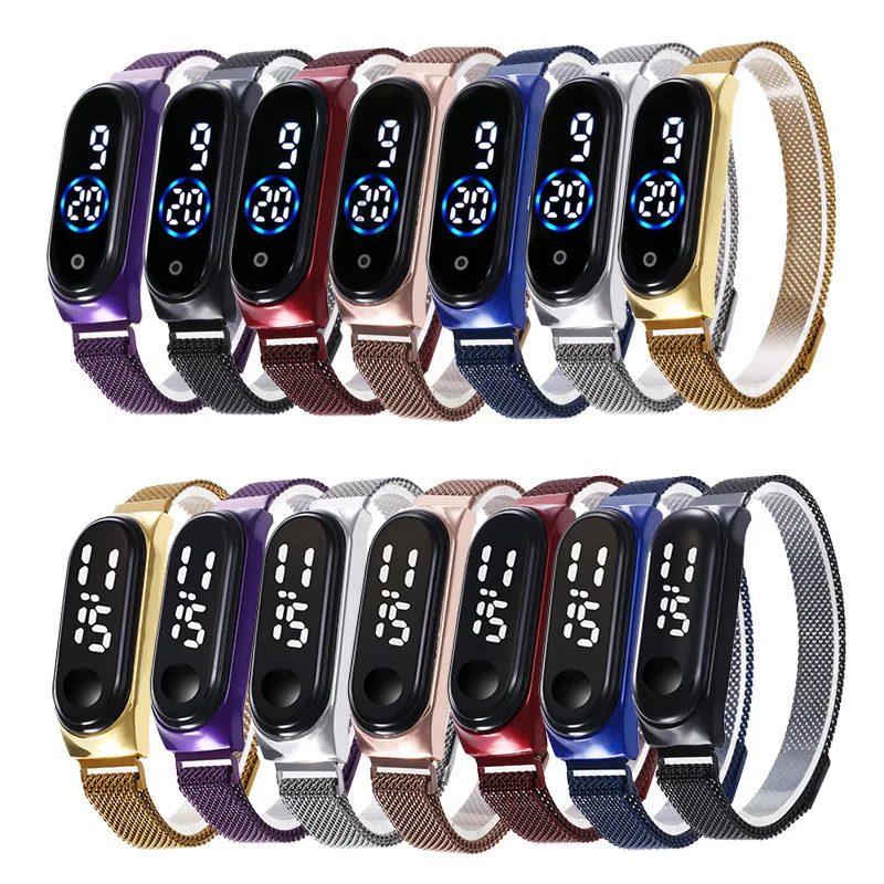 

Square led watch magnetic iron stone waterproof touch meter fashion touch control men's and women's electronic bracelet watch