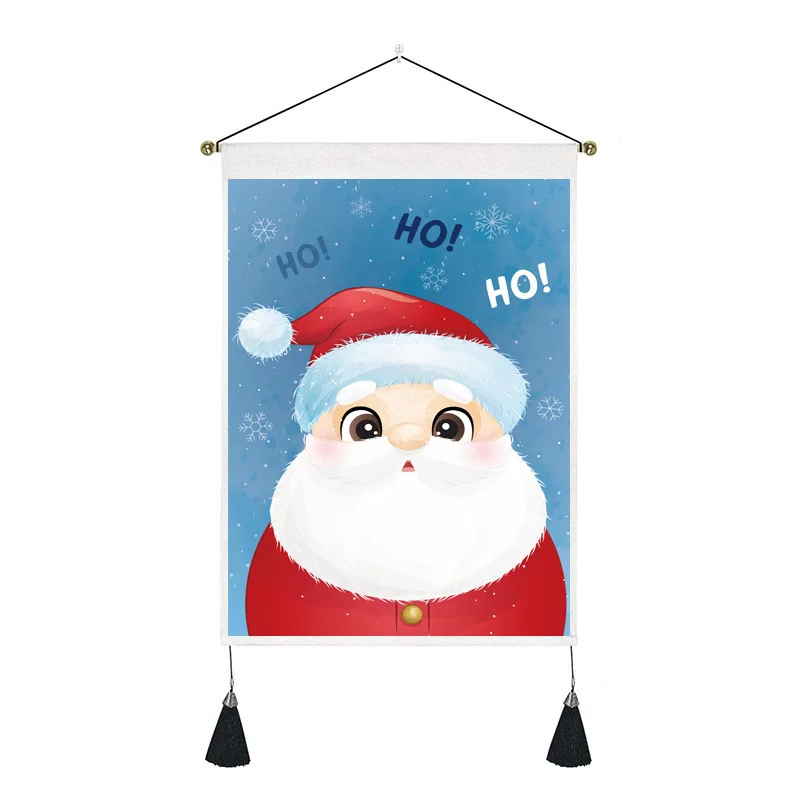 

Cartoon Color Tapestry Christmas Santa Wall Rugs Shopping Mall Hotel Scene Layout Background Wall Blanket Snowman Elk Print 2023