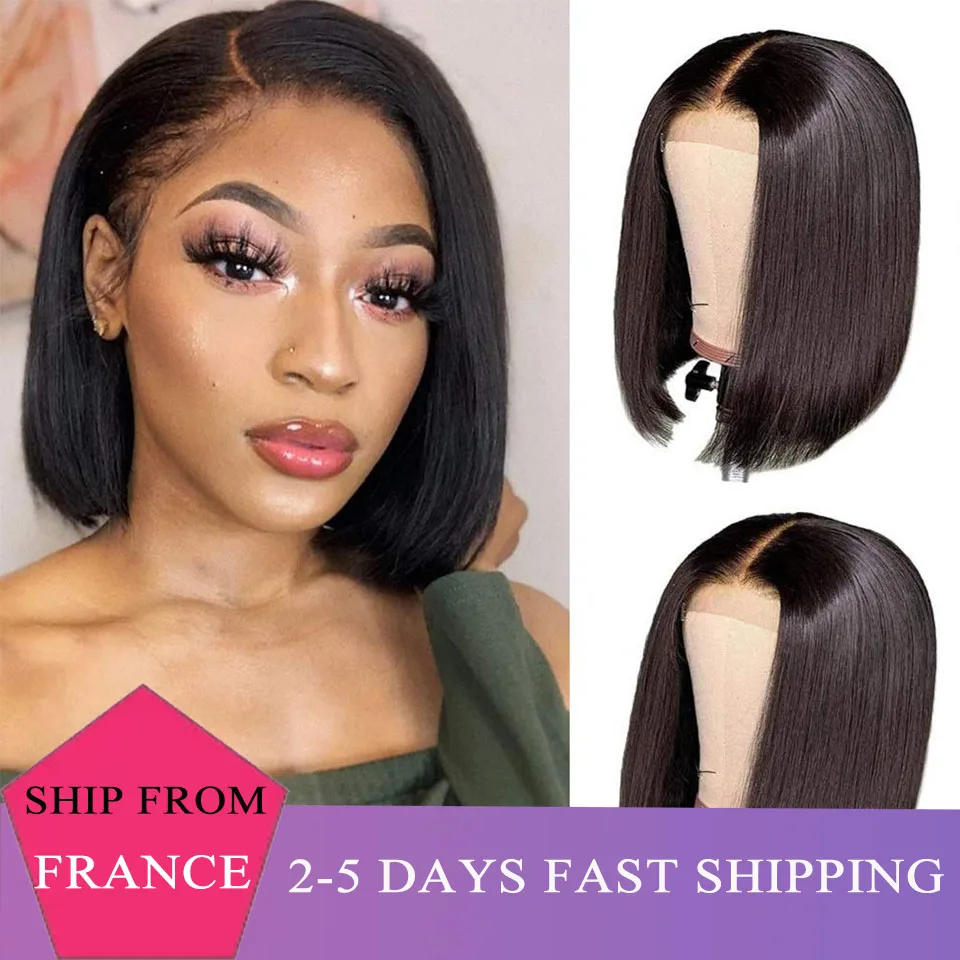 Short Bob Wig Straight 13x4 Frontal Human Hair Wigs for Black Women Pre Plucked 4x4 Transparent Closure Wig Brazilian Lace Wigs