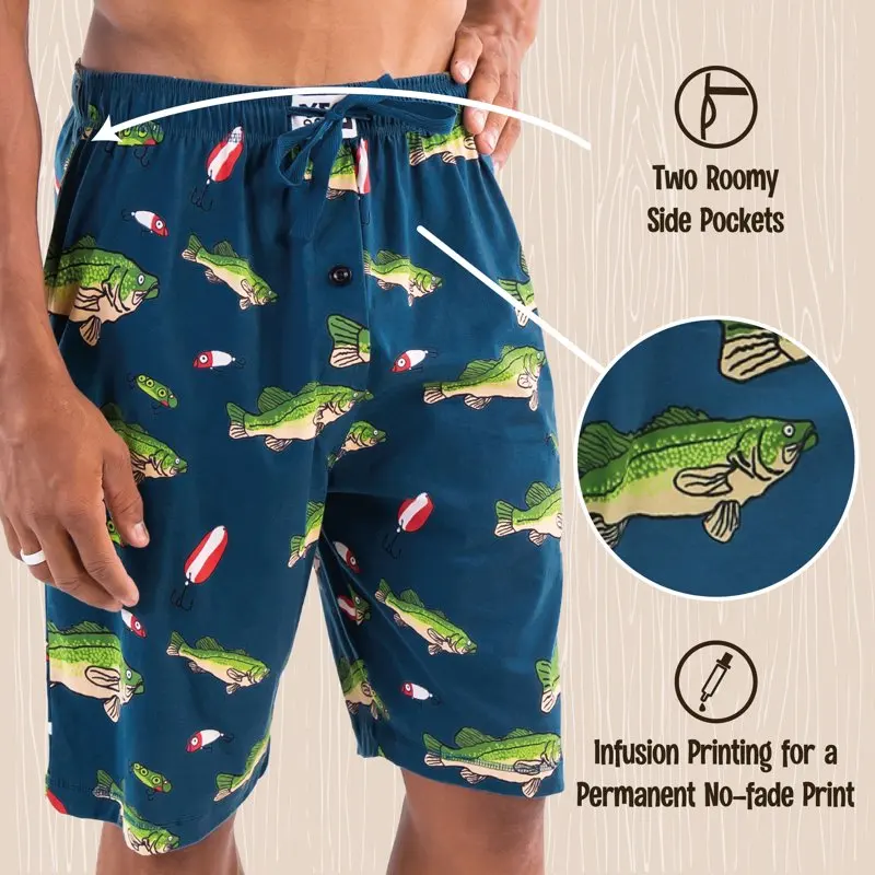 Pajama Shorts for Men  Bass  Cotton Sleepwear  Large