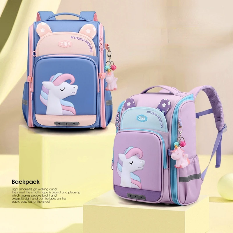 New Children Unicorn School Bags Primary School Boys Girls Grade 1-4 Students Large Capacity Backpacks with Pendant Sac Licorne