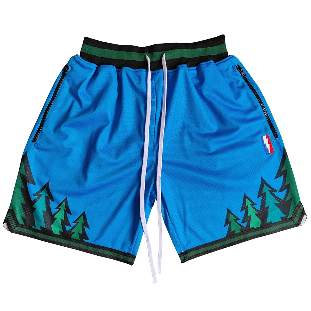 

Breathable Mesh Basketball Shorts Blue Timber Printed Basketball Jersey Timberwolves Russell Street Style Sports Training Pants
