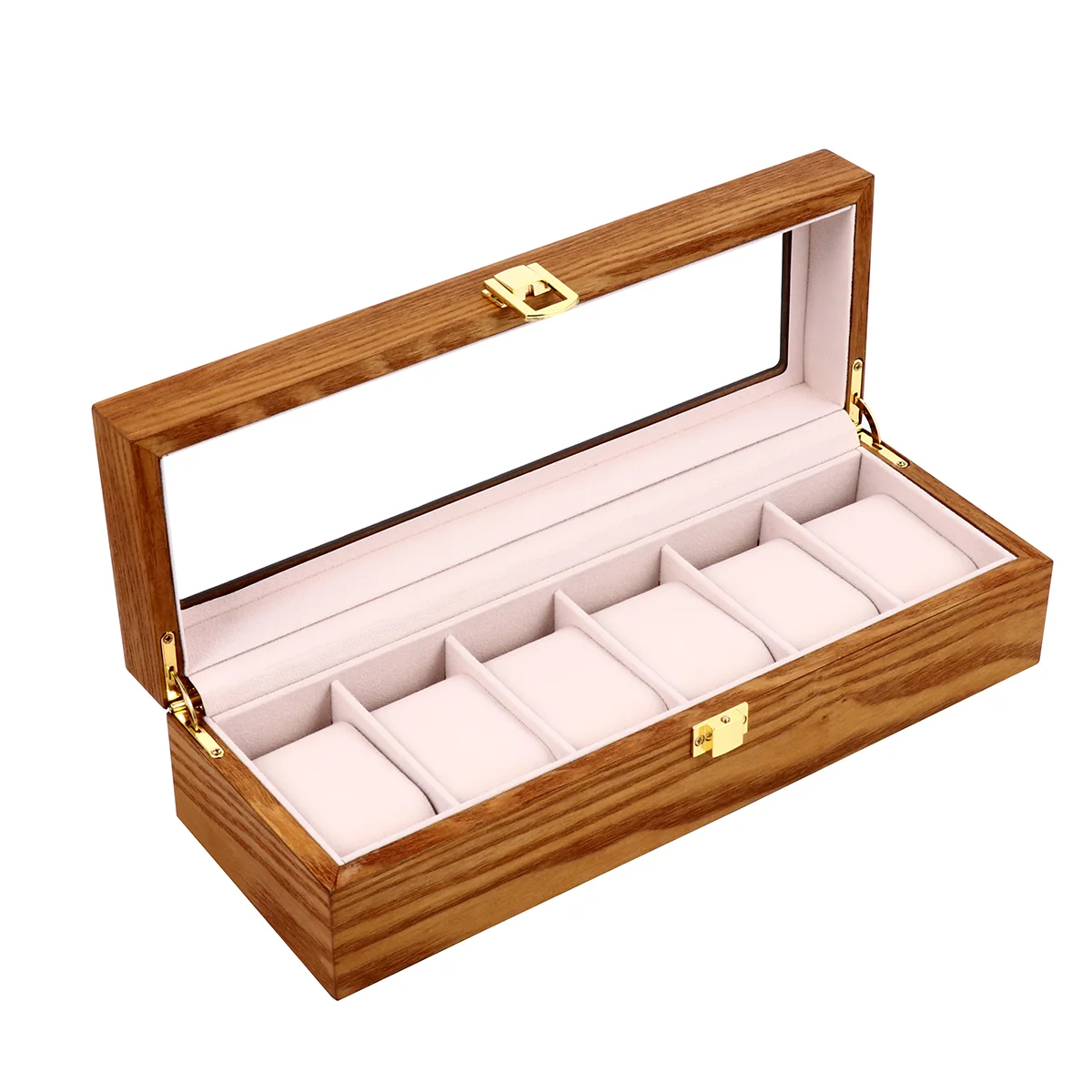 

Watch Box Case Organizer Display Storage Jewelry Men Wooden Holder Slots Cases Mens Tray Vintage Metal Buckle Luxury Collection