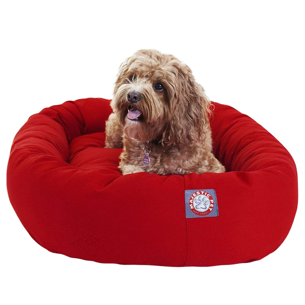 

Poly/Cotton Bagel Pet Bed for Dogs, Red, Medium Dog Breeding Supplies
