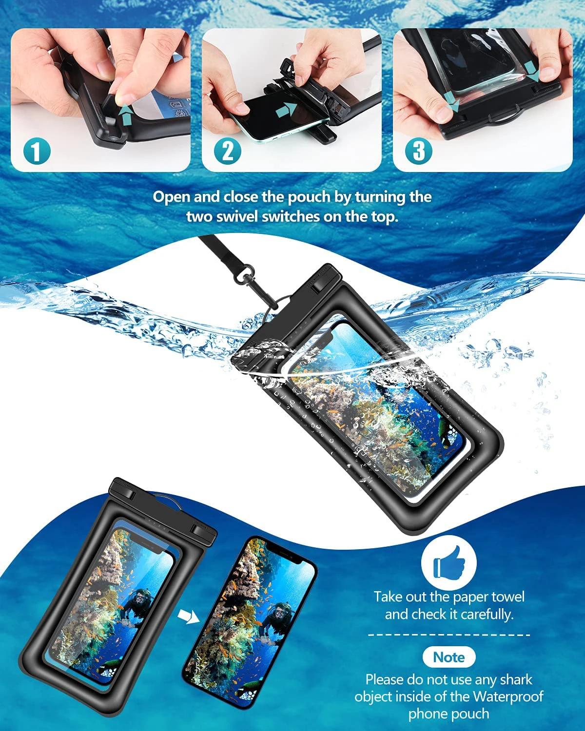 Универсальный водонепроницаемый чехол IP68 для iPhone 13 12 11 Pro Max водонепроницаемая