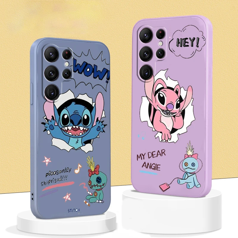 

Liquid Rope Cover Lilo Stitch Cartoon Art Cute Phone Case For Samsung Galaxy S23 S22 S21 S20 FE S10 Plus Lite Ultra 5G Funda