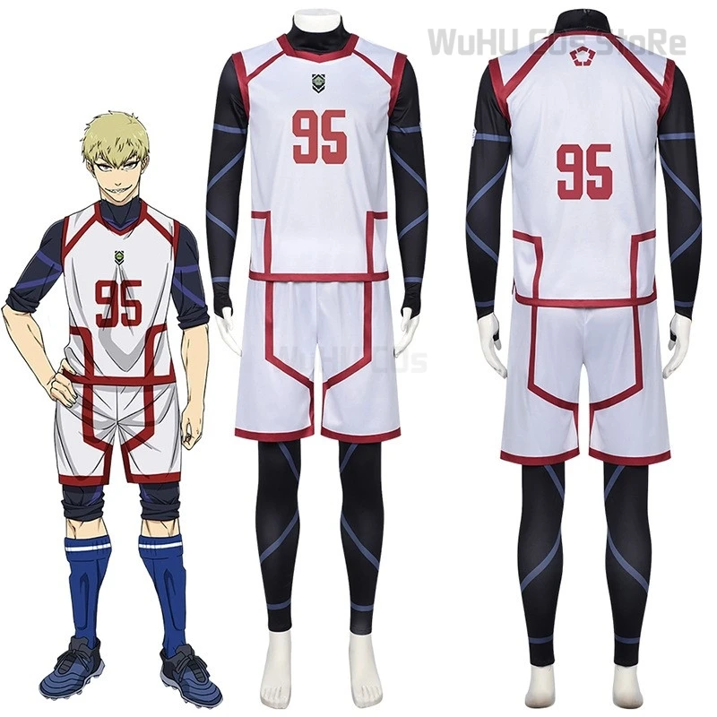 Костюм Chigiri Hyoma Nagi комбинезон 3 шт. топы шорты синий замок S2 комплект для косплея