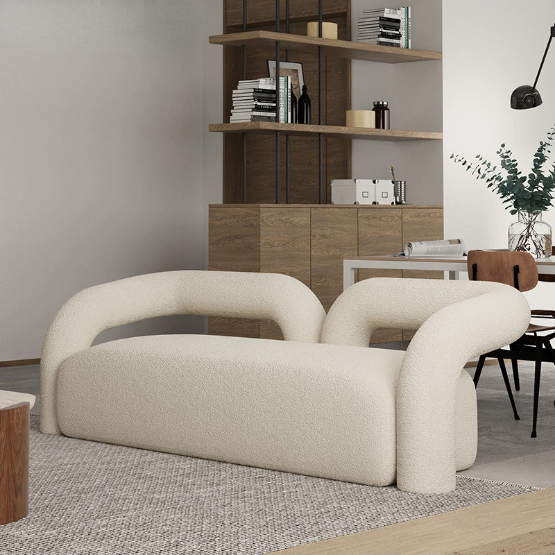 

Nordic light luxury cloth art sofa modern living room arc sofa designer beauty clothing store lamb velvet sofa chair