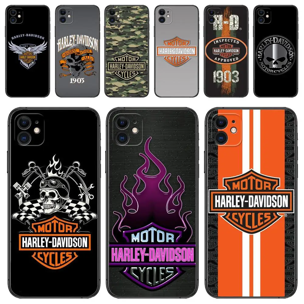 Motorcycle Harleys Davidsons Black Phone Case For Apple IPhone 13 12 11 14 Pro Max Mini XR X XS  Max 6S 6 7 8 Plus SE 2020 Cover