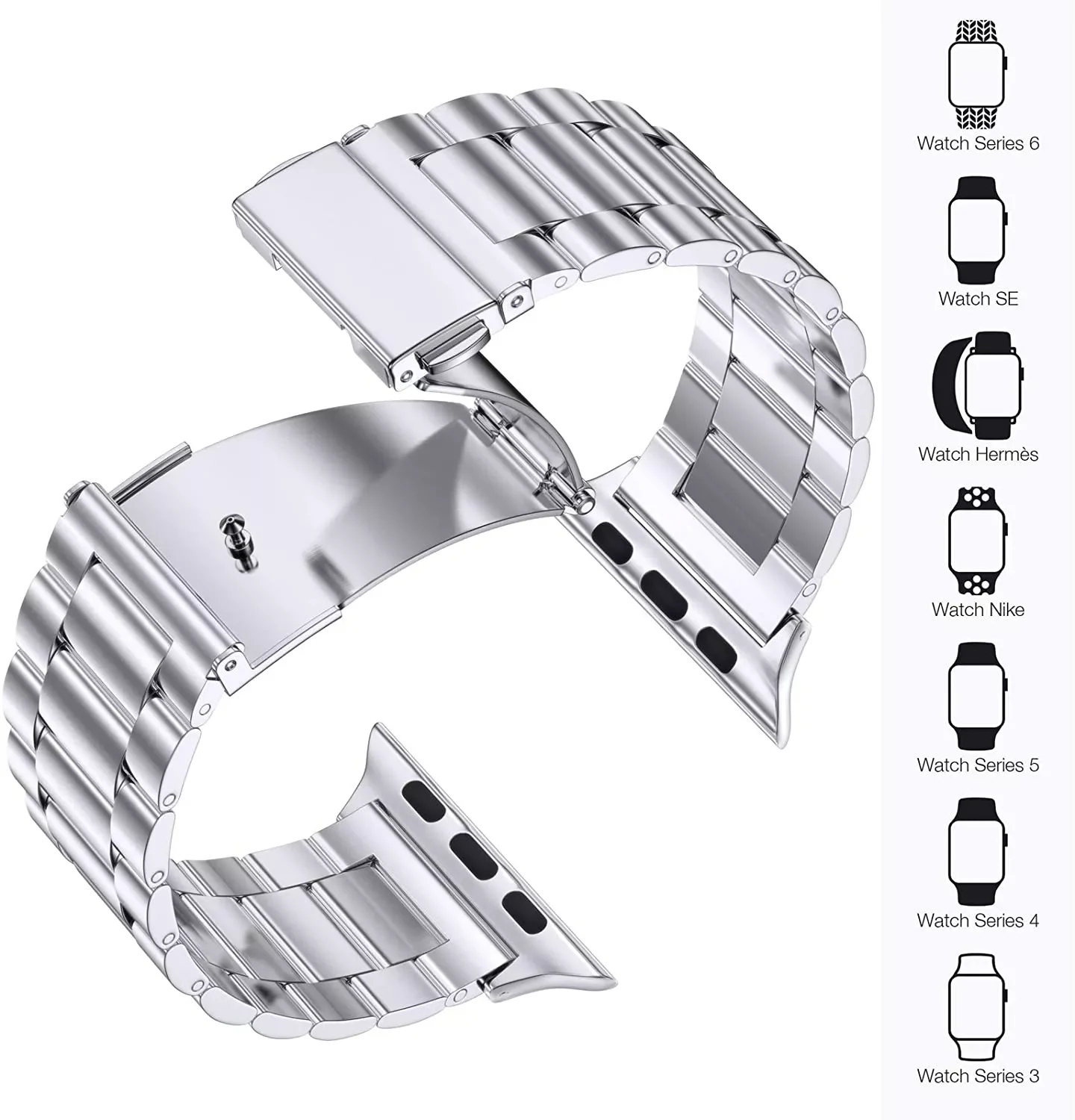 Metal Strap compatible for Apple watch 44mm 42mm 40mm 38mm Metal stainless steel replacement strap for iwatch 7 6 5 4 3 SE band