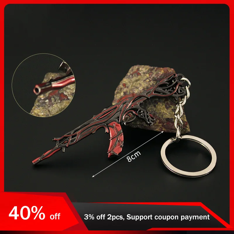 

8cm Valorant Mini Keychain Gaia's Vengeance Vandal Keyring Weapon Knife Toy Sword Cosplay Metal Knive Weapon Model Kids Toy Gift