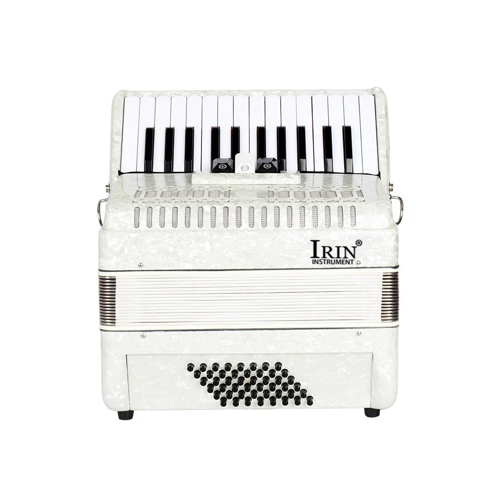 

Accordion 26-key 48-bass white three-row reed playing grade accordion keyboard instrument