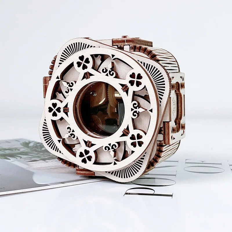 

Dioramas 3D Wooden DIY Puzzle Music Box Storage Box Password Treasure Box Model Building Kit Toys for Children Drop Shipping