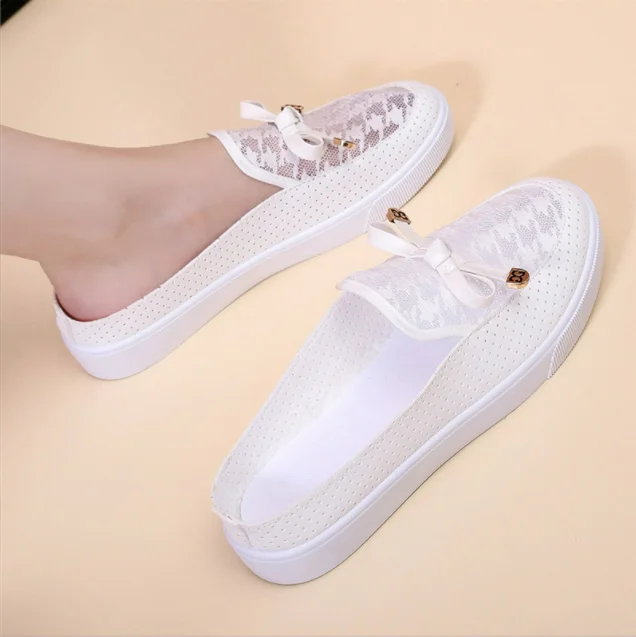 

Women's Semi-slippers Summer New Style Outer Wear Mesh Breathable Student Thick-soled Pedal Lazy Slippers Muller Shoes