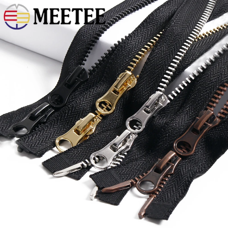 

1/2Pcs 5# 80cm Metal Zipper Double Slider Two Way Decorative Zippers Sewing Repair Kits Clothes Down Jacket Bag DIY Accessories